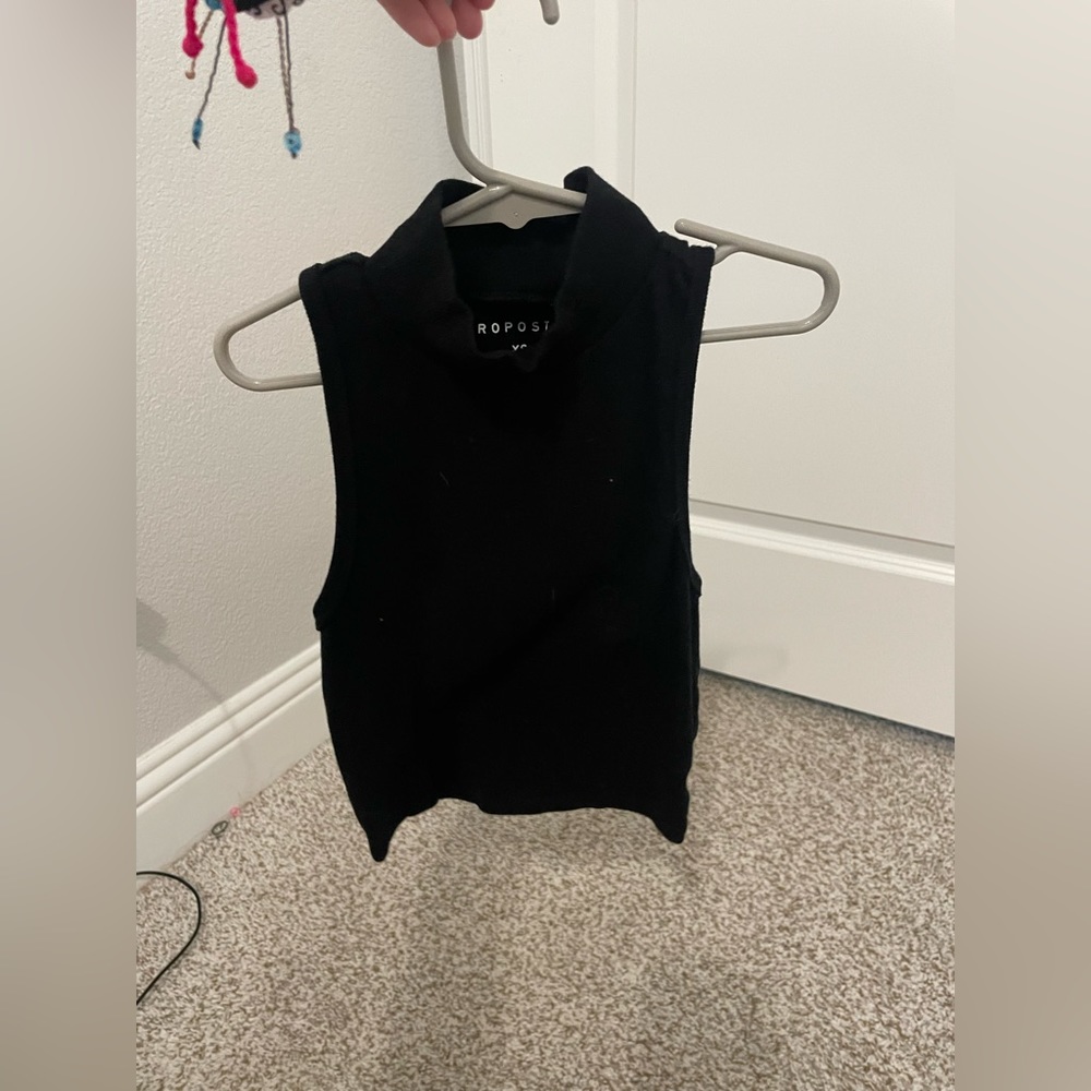 Black turtleneck tank